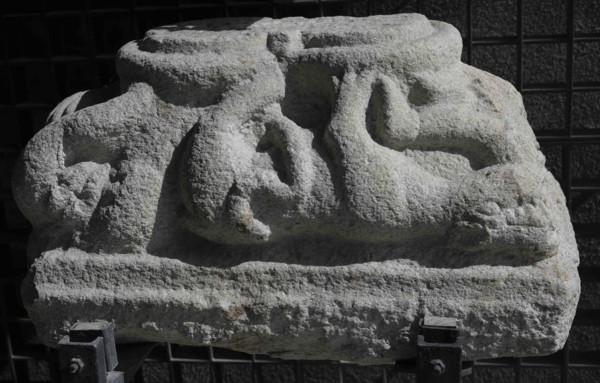 Double capital depicting the struggle between humans and animals