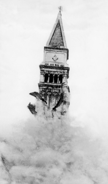 italy, veneto, venice, collapse of the campanile di san marco