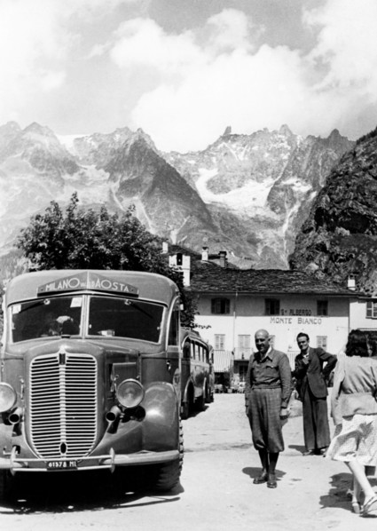 italy, valle d'aosta, coach connecting aosta to milan, 1930-1940