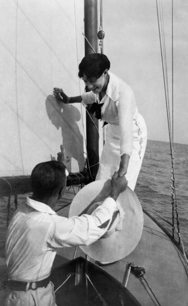 couple on sailing boat, 1910
