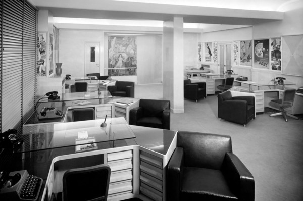 bureaux, intérieur des bureaux de la cit à milan, 1952