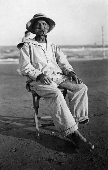 italie, venise, venise, maître nageur sur la plage, 1910 1920