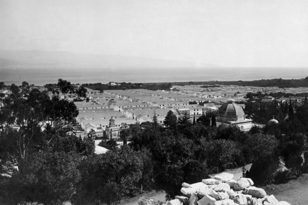 italie, sicile, messine, vue de la nouvelle ville depuis le cimetière, 1910