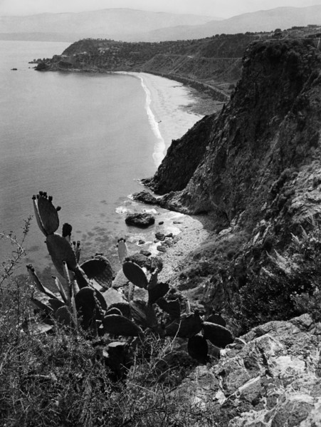 europa, italie, calabre, copanello, vue de la côte, 1954