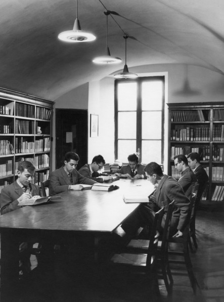 École normale supérieure de Pise, lors d'un séminaire de philologues, toscane, italie 1958