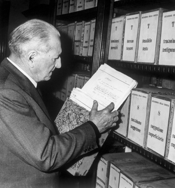 professeur francesco pagliai, accademia della crusca, florence, toscane, italie, 1965