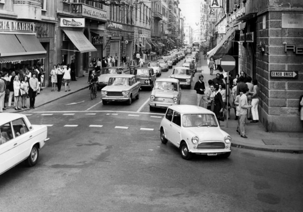 Italie, Toscane, Livourne, Vue de la Via Cairoli depuis Corso Amedeo, 1969