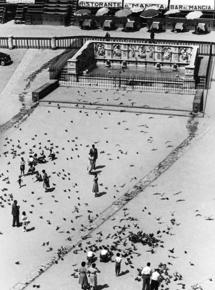 fontaine de gaia, piazza del campo, sienne, toscane, italie, 1954