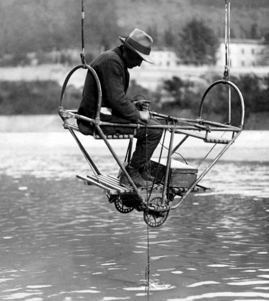 casalecchio, service hydrographique, téléphérique pour les mesures de débit, 1910-1920