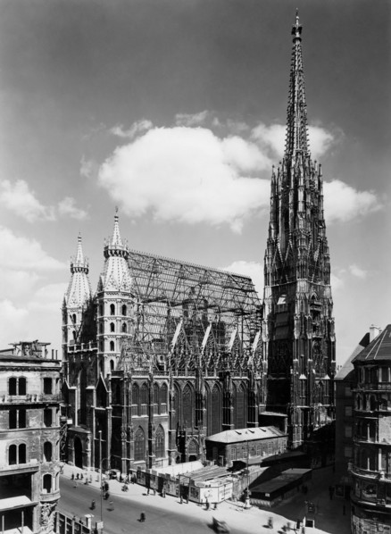 St. Stephen's Cathedral. Stephansdom. Vienna Cathedral. reconstruction work and restoration after the fire of 1945