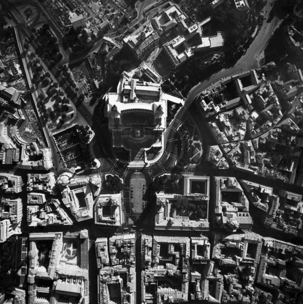Aerial view of the Victorian in Rome. 1955
