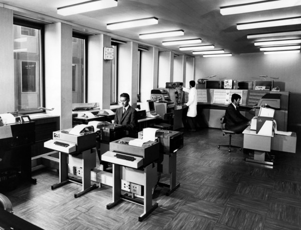 Italy. Rome. control center of the Alitalia telecommunications network. 1969