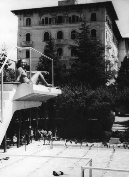 Lazio. palace of the source fiuggi and pool. 1930
