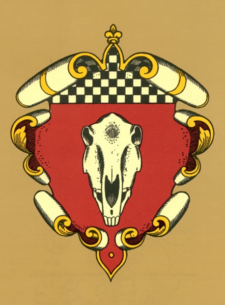 Hare faces a horse's skull in which it has a mouse and frog.