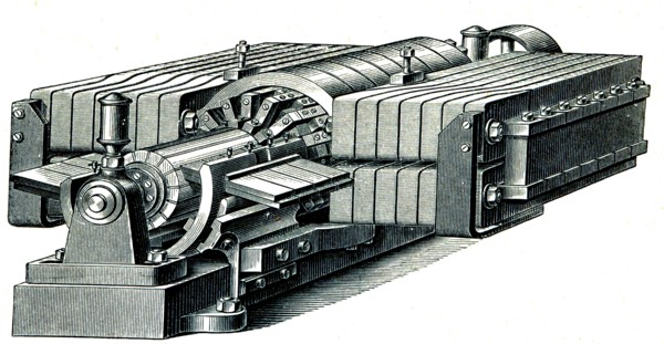 Siemens dynamo for electrolytic refining of metals.