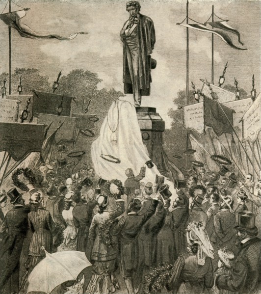 Unveiling of monument to Alexander Pushkin.