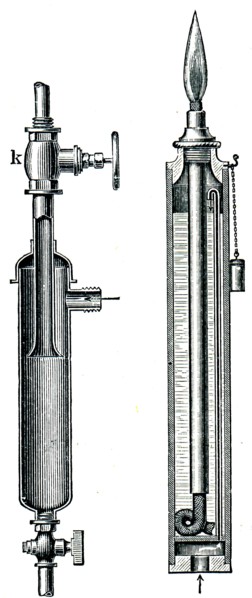 Steam drier and gasoline spark.