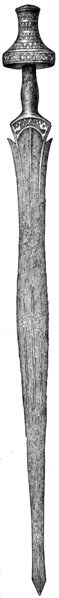 Iron sword with a handle of ivory.