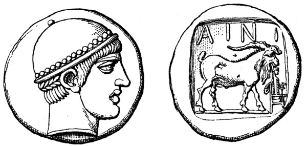Head of Hermes, the Goat, Tetradrahmon of Enos in Thrace.