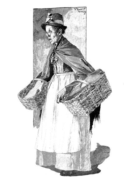 Fish seller with two baskets
