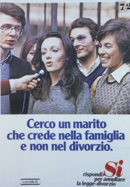 Italy. Poster. Referendum Campaign Against Divorce. 1974