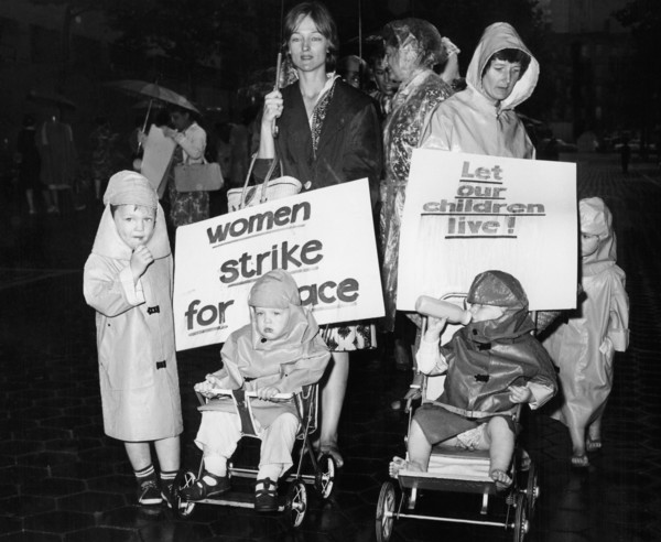 Mothers with children in an anti-nuclear demonstration.