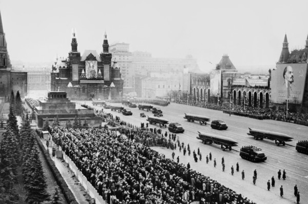 Military parade in the great red square.