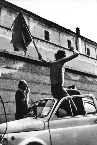 Dario Fo In Front Of The Prison Of Fassano, Cuneo.