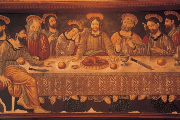 Italy. Abruzzo. C/o Ocre. Monastery of Sant'anna. Fresco of The Last Supper