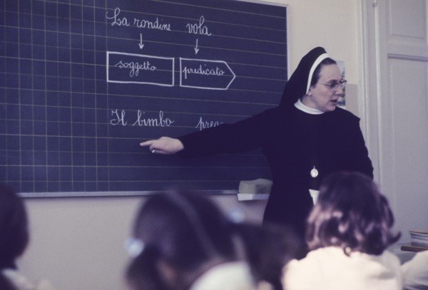 Primary school, italian grammar lesson, 70's