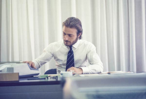 Man in office, 80's