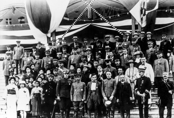 Arturo ferrarin and guido masiero in japan at the end of  air cruise rome-tokyo, 1920