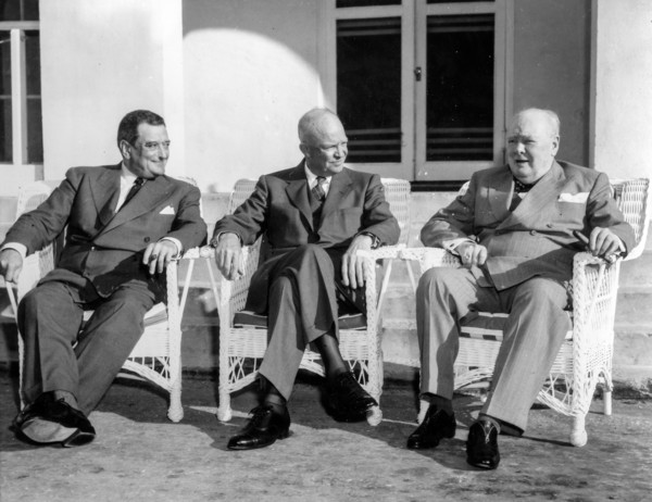 Joseph laniel, dwight eisenhower, winston churchill, 1953