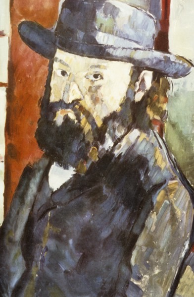 Self-portrait with hat, paul cezanne