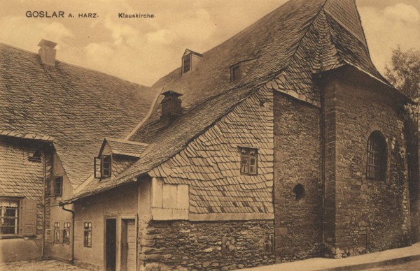 church Klauskirche in Goslar, Lower Saxony, Germany, view from ca 1910, digital reproduction of a