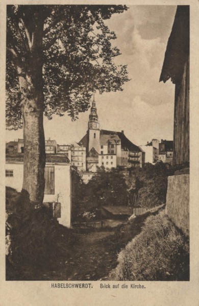 Church in Habelschwerdt, Silesia, Germany, today Bystrzyca Klodzka, a town in the Lower Silesian
