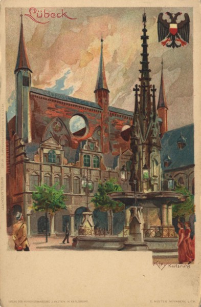 Lübeck, Schleswig-Holstein, Germany, view from c. 1910, digital reproduction of a public domain