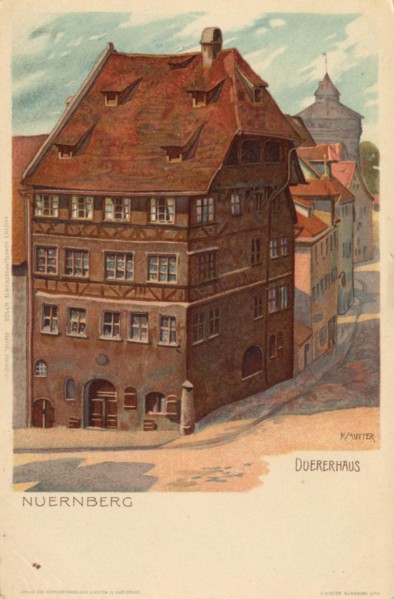 Dürerhaus in Nuremberg, Middle Franconia, Bavaria, Germany, view from ca 1910, digital reproduction
