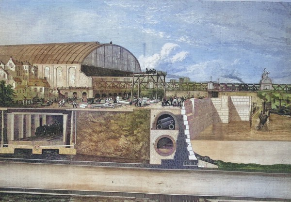 Construction site of the new quay wall on the Thames
