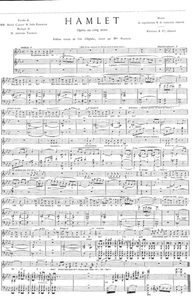Sheet music for the opera Hamlet