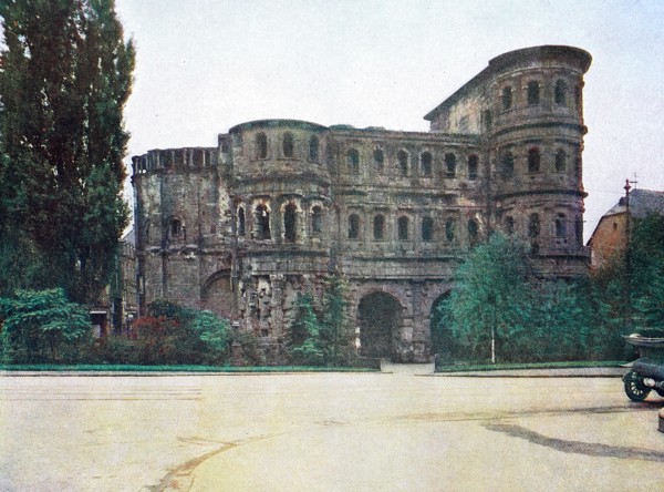 The Porta Nigra in Trier in 1910, Rhineland-Palatinate, Germany, photograph, digitally restored