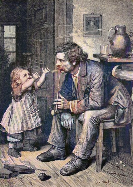 Father smokes a pipe
