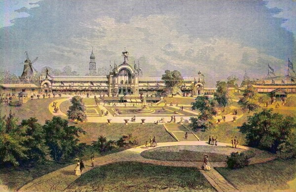Projected buildings for the international horticultural exhibition in Hamburg in 1880