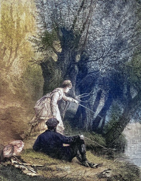 Young couple fishing at the lake