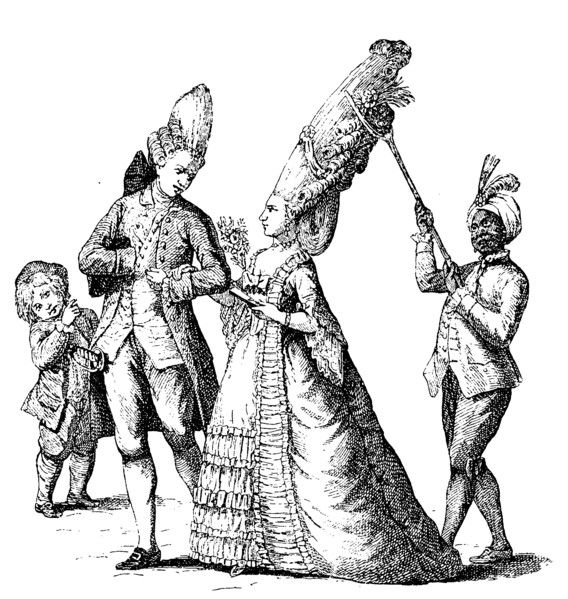 Costume Around 1780 With High Hairstyle
