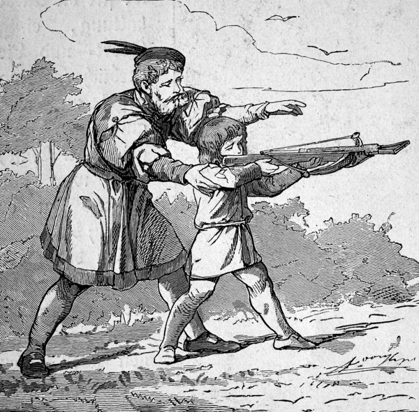 Boy Learns How To Use The Crossbow
