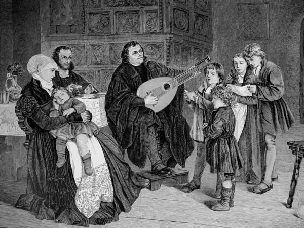 Martin Luther At Home With Musical Instrument