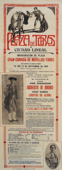 Inauguration of the bullring in Ciudad Lineal.