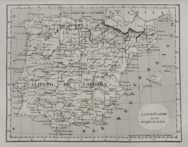 Map of Moorish Spain during the Caliphate of Cordoba.