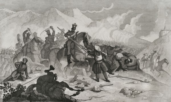 Northern Front. Attack by Liberal troops on the road to Legazpia.